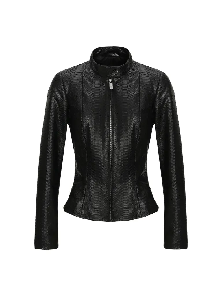 Women's Python Leather Zip Jacket Women's Python Leather Zip Jacket