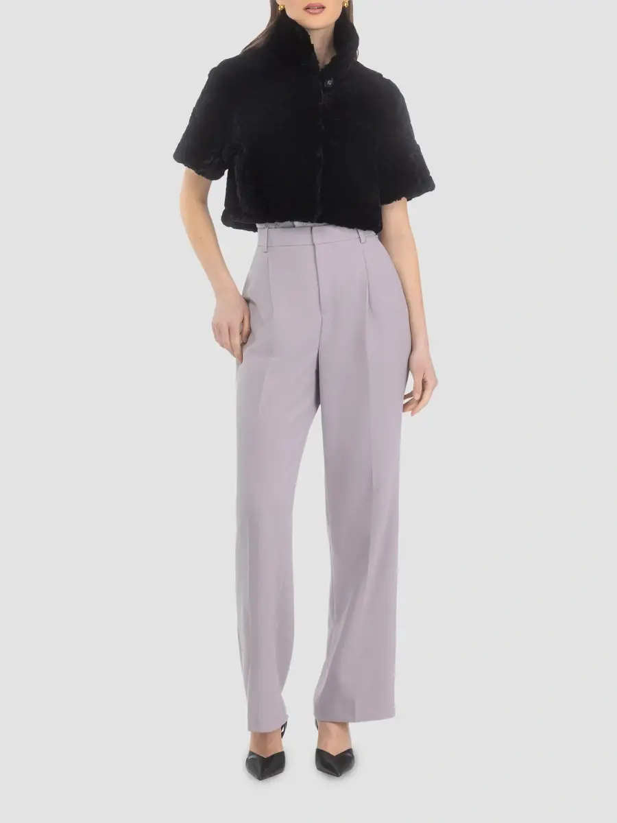 Gorski Women's Select Shearling Lamb Rose Cut Bolero, Cropped Sleeves | Thumbnail 2