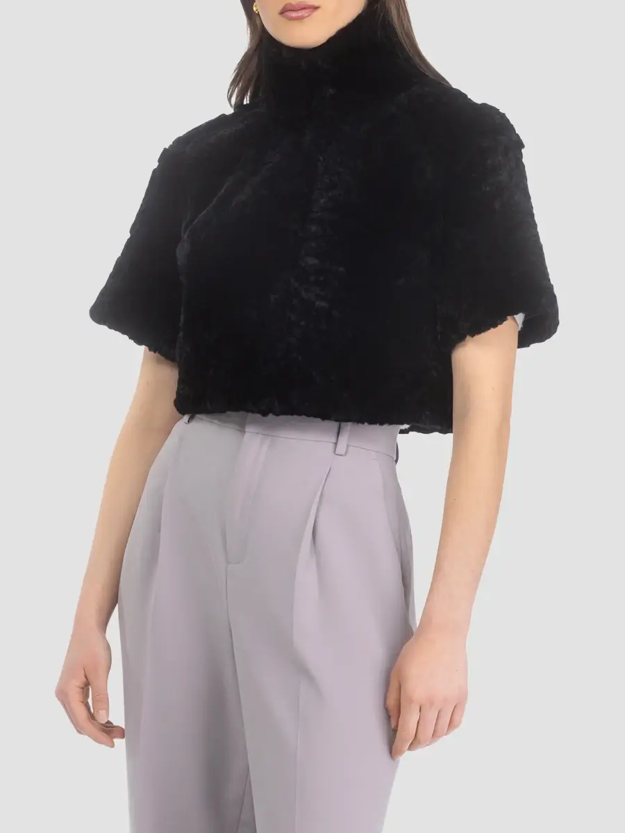 Gorski Women's Select Shearling Lamb Rose Cut Bolero, Cropped Sleeves | Thumbnail 4
