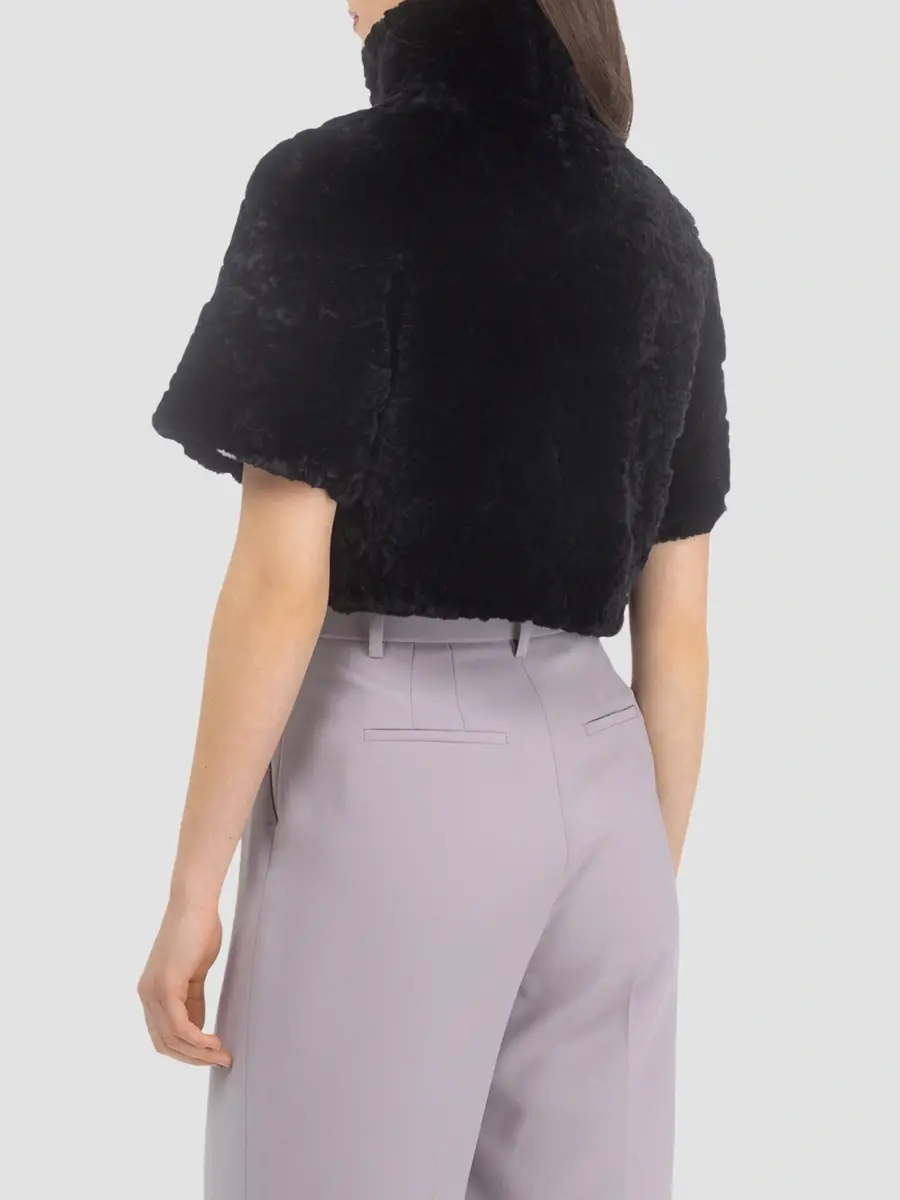 Gorski Women's Select Shearling Lamb Rose Cut Bolero, Cropped Sleeves | Thumbnail 5