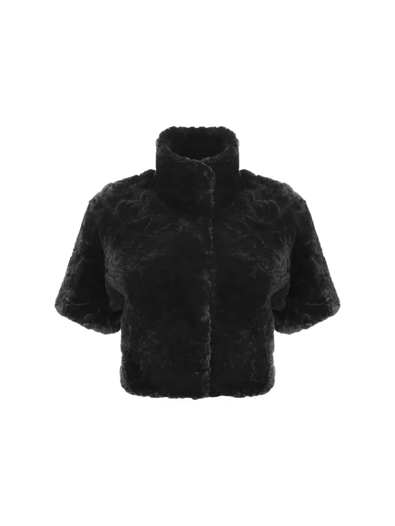 Women's Select Shearling Lamb Rose Cut Bolero, Cropped Sleeves Women's Select Shearling Lamb Rose Cut Bolero, Cropped Sleeves