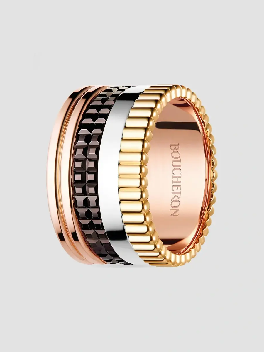 Boucheron Women's Quatre Classique L Tri-Tone 18K Gold & Brown PVD Ring | Thumbnail 3 Boucheron Women's Quatre Classique L Tri-Tone 18K Gold & Brown PVD Ring | Thumbnail 3