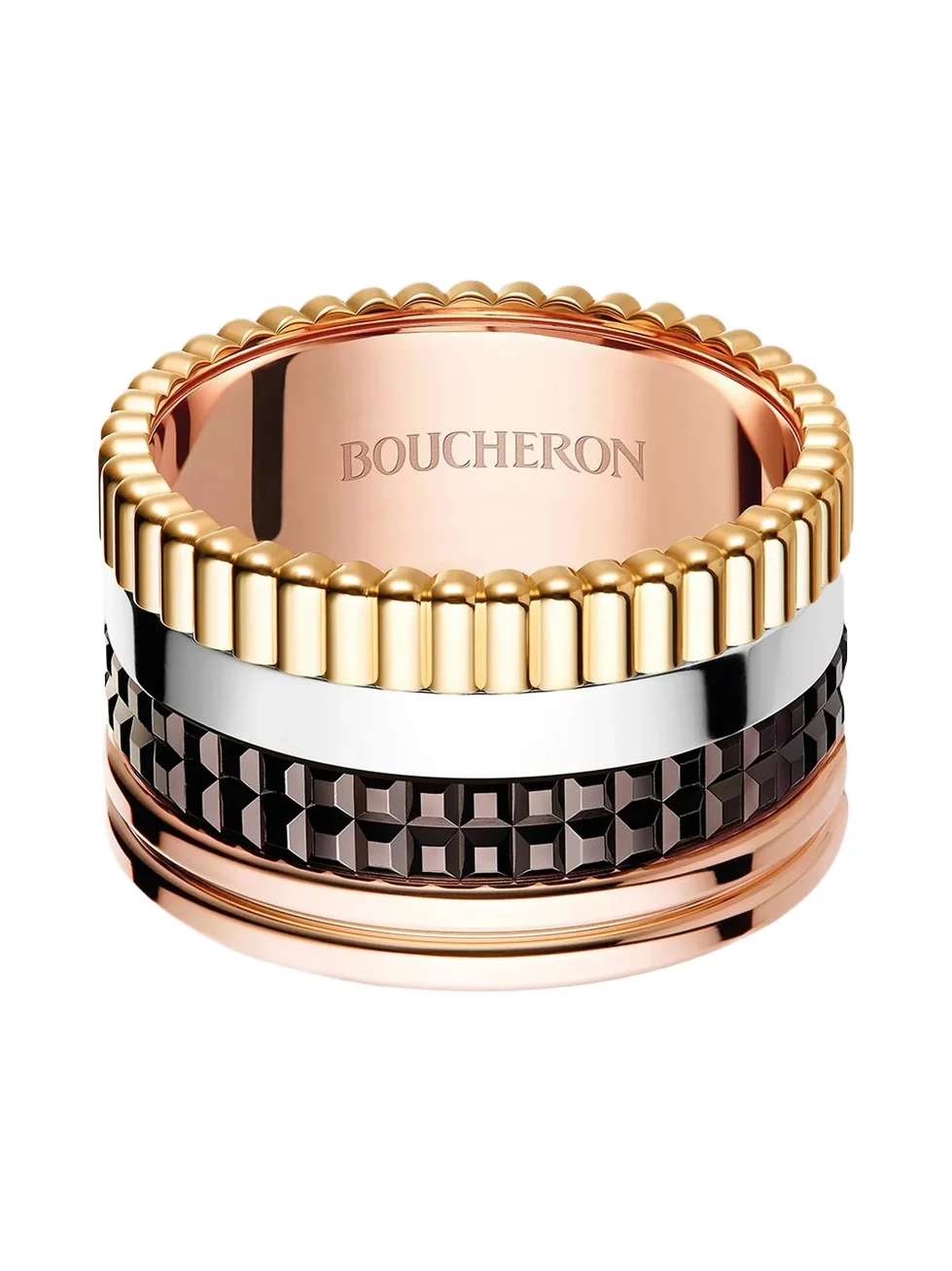 Boucheron Women's Quatre Classique L Tri-Tone 18K Gold & Brown PVD Ring