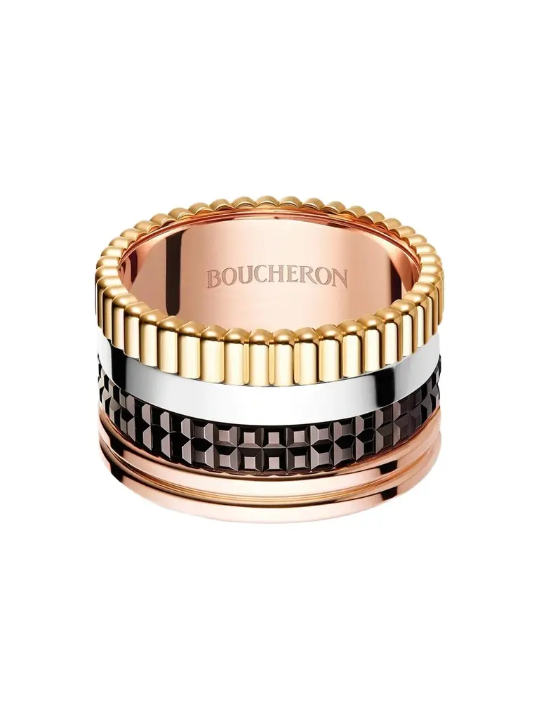 Women's Quatre Classique L Tri-Tone 18K Gold & Brown PVD Ring Women's Quatre Classique L Tri-Tone 18K Gold & Brown PVD Ring