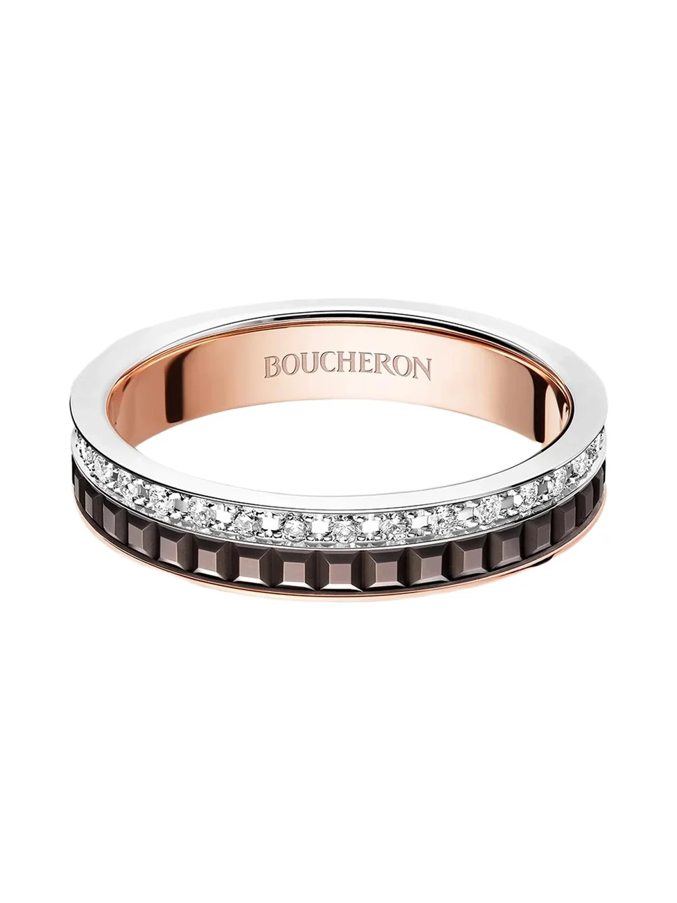 Women's Quatre Classique Tri-Tone 18K Gold & 0.21 TCW Diamond Wedding Band