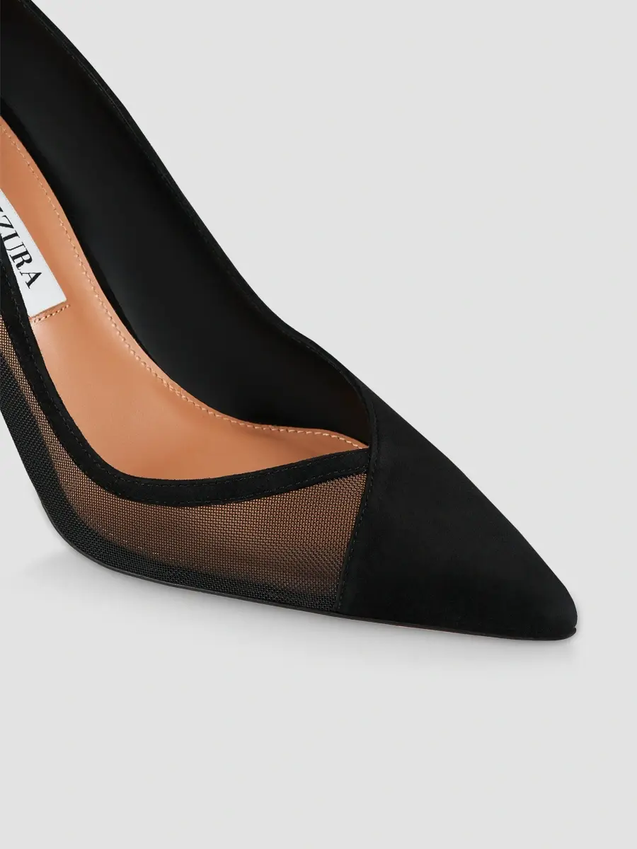 Aquazzura Women's Studio 85MM Suede & Mesh Pumps - Black | Thumbnail 4 Aquazzura Women's Studio 85MM Suede & Mesh Pumps - Black | Thumbnail 4