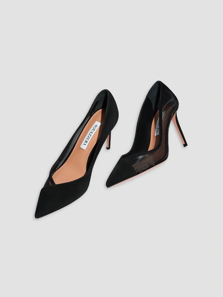 Aquazzura Women's Studio 85MM Suede & Mesh Pumps - Black | Thumbnail 6 Aquazzura Women's Studio 85MM Suede & Mesh Pumps - Black | Thumbnail 6