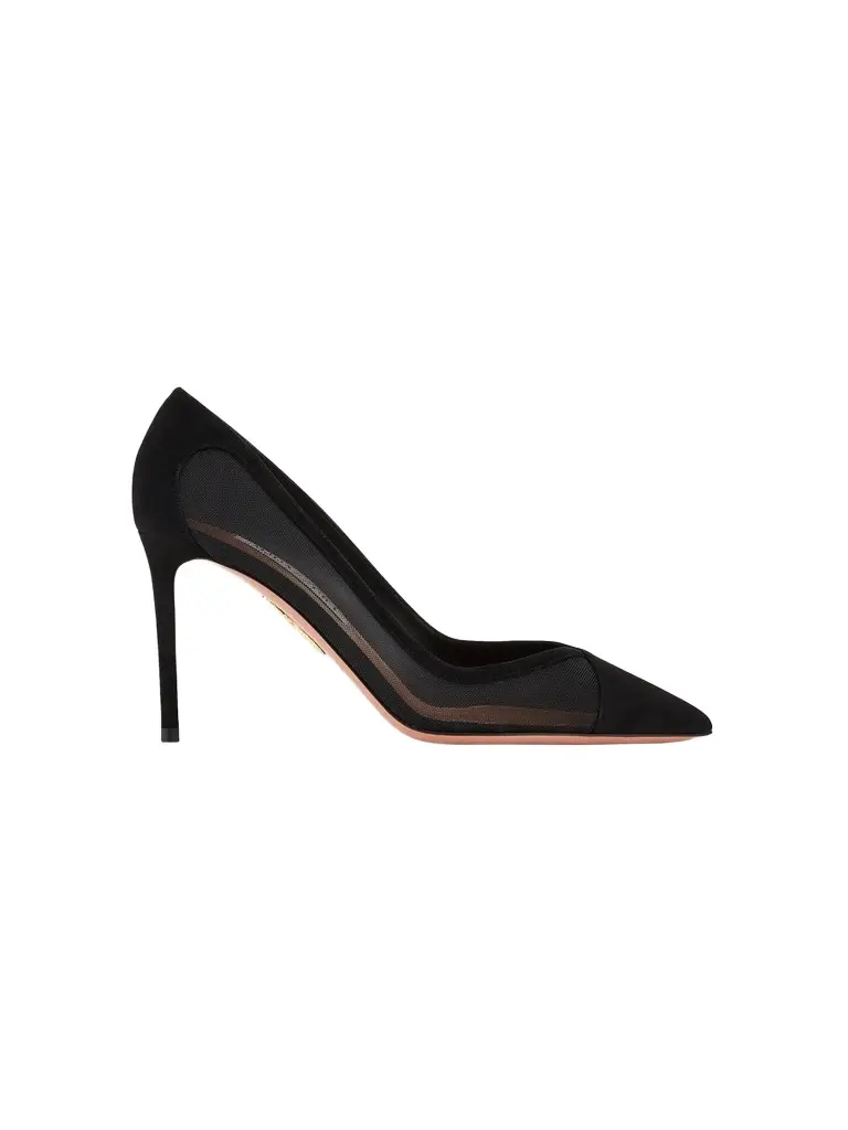 Aquazzura Women's Studio 85MM Suede & Mesh Pumps - Black