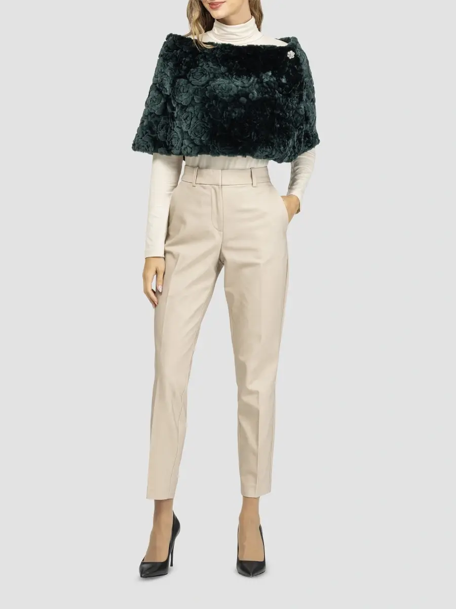 Gorski Women's Select Shearling Lamb Rose Cut Capelet | Thumbnail 2 Gorski Women's Select Shearling Lamb Rose Cut Capelet | Thumbnail 2