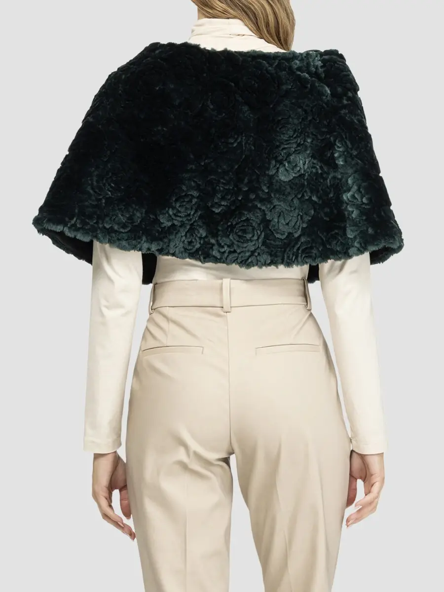 Gorski Women's Select Shearling Lamb Rose Cut Capelet | Thumbnail 5 Gorski Women's Select Shearling Lamb Rose Cut Capelet | Thumbnail 5