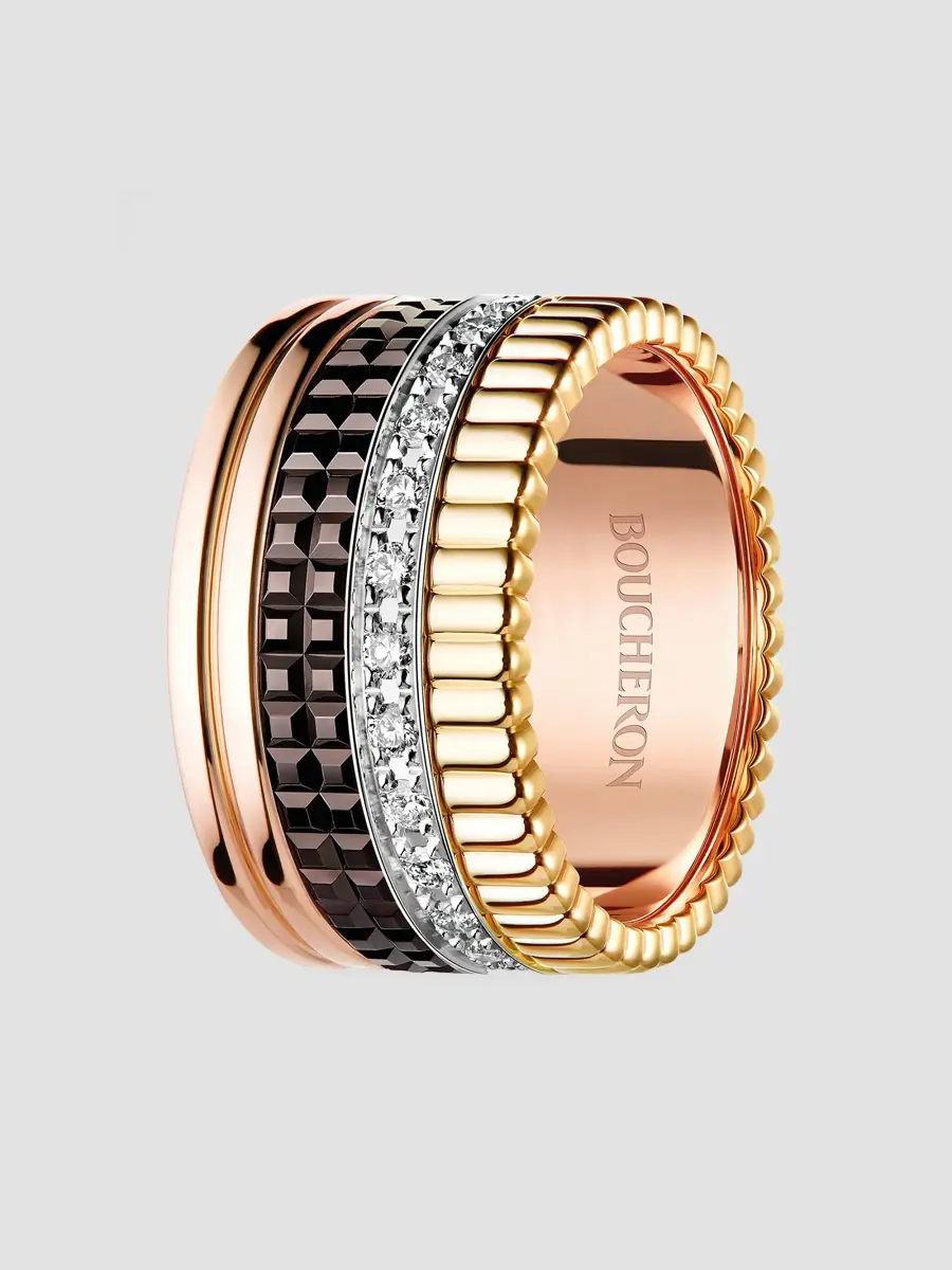 Boucheron Women's Quatre Classique L Tri-Tone 18K Gold, Brown PVD & 0.49 TCW Diamond Ring | Thumbnail 3 Boucheron Women's Quatre Classique L Tri-Tone 18K Gold, Brown PVD & 0.49 TCW Diamond Ring | Thumbnail 3