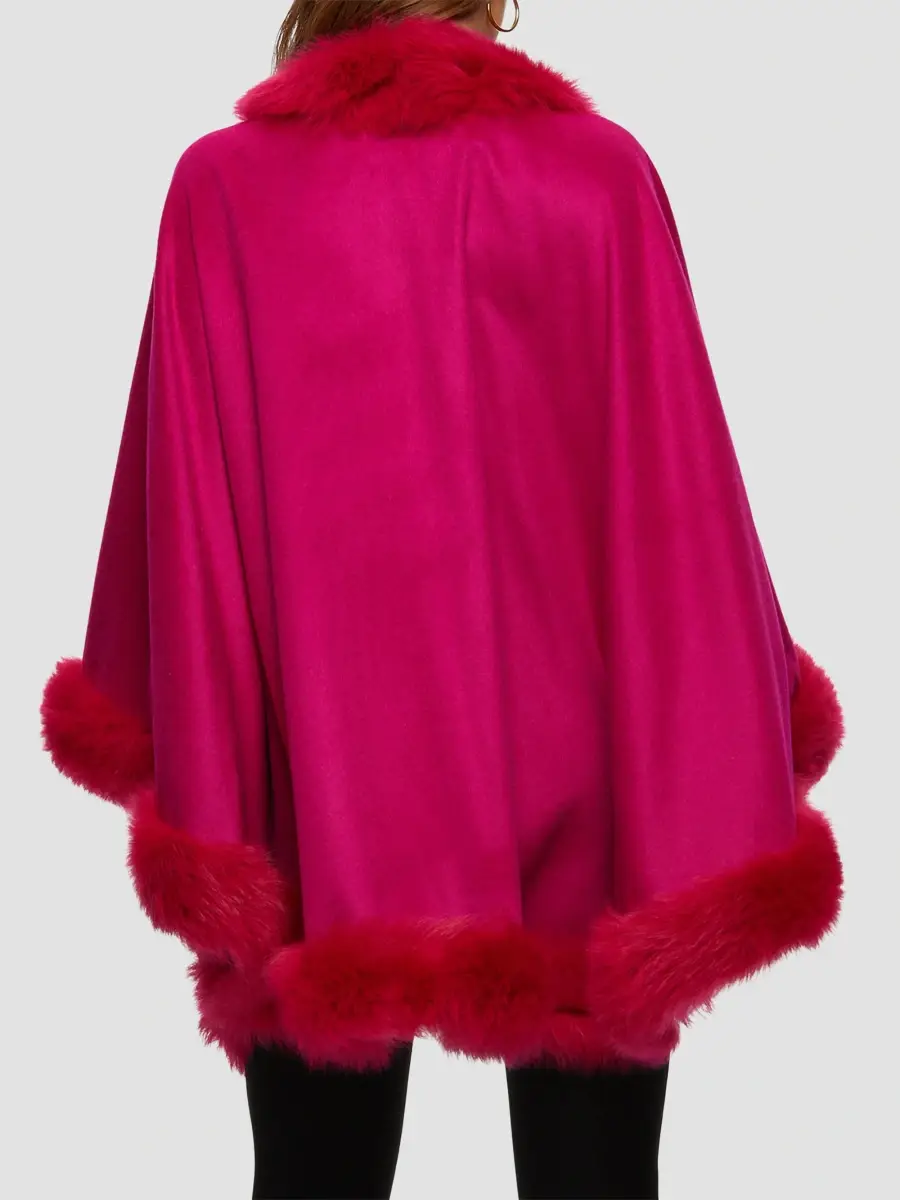 Gorski Women's Cashmere Cape with Toscana Shearling Lamb Trim | Thumbnail 4 Gorski Women's Cashmere Cape with Toscana Shearling Lamb Trim | Thumbnail 4