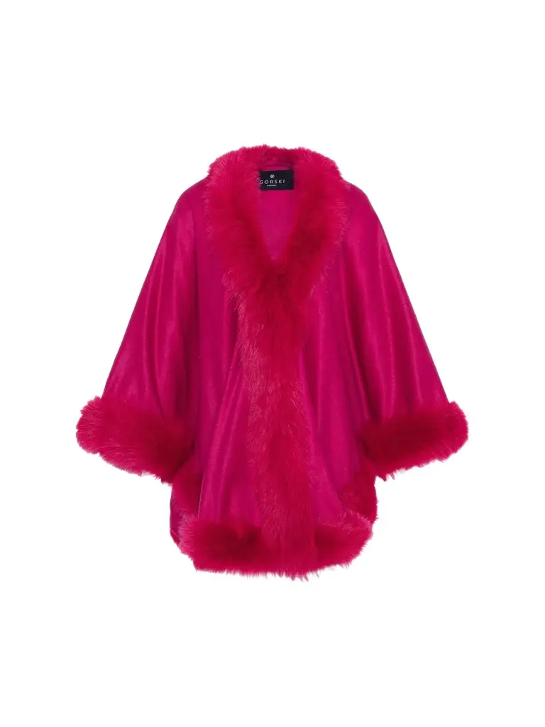 Women's Cashmere Cape with Toscana Shearling Lamb Trim Women's Cashmere Cape with Toscana Shearling Lamb Trim