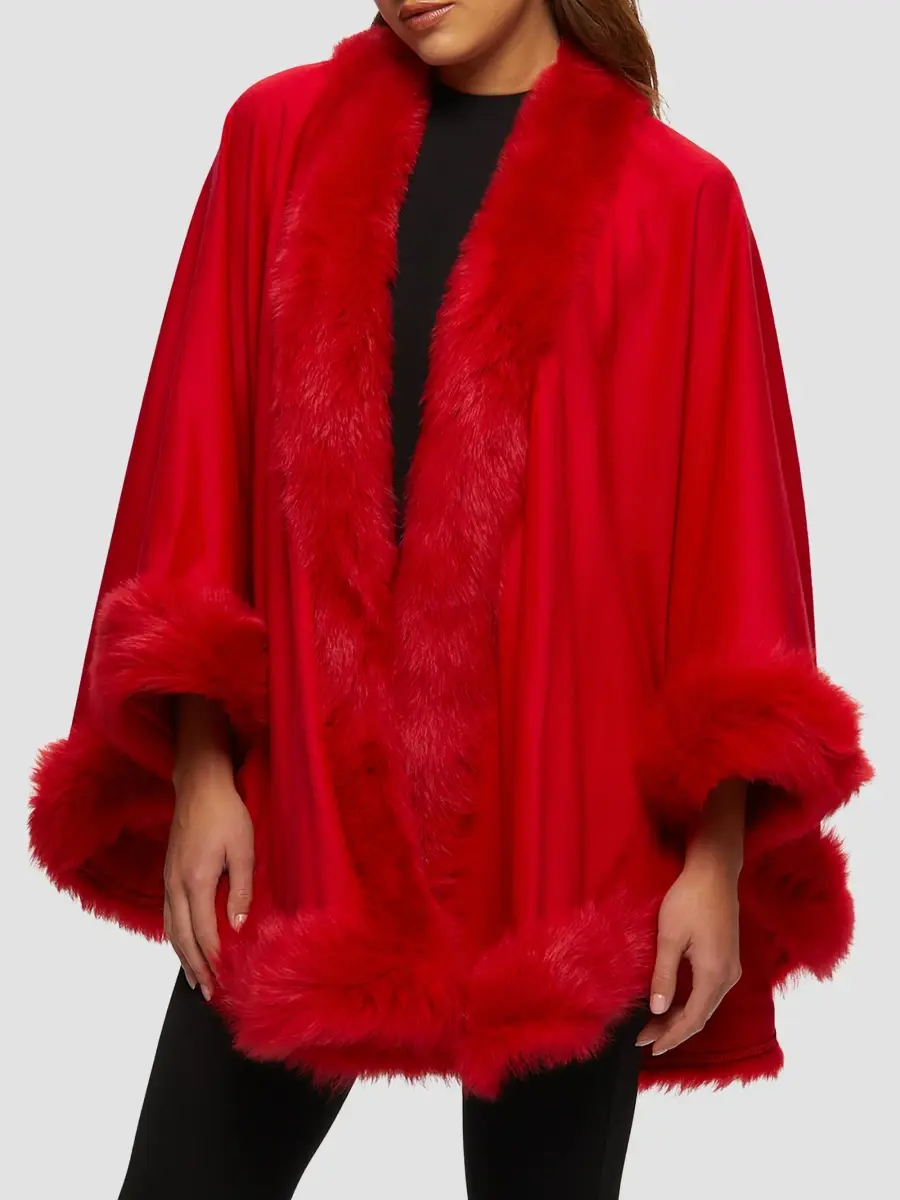 Gorski Women's Cashmere Cape with Toscana Shearling Lamb Trim | Thumbnail 3 Gorski Women's Cashmere Cape with Toscana Shearling Lamb Trim | Thumbnail 3