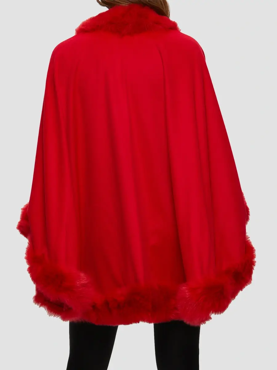 Gorski Women's Cashmere Cape with Toscana Shearling Lamb Trim | Thumbnail 4 Gorski Women's Cashmere Cape with Toscana Shearling Lamb Trim | Thumbnail 4