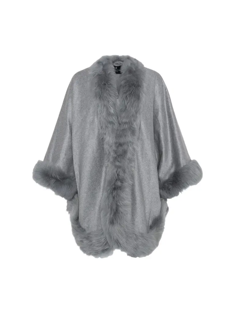 Women's Cashmere Cape with Toscana Shearling Lamb Trim Women's Cashmere Cape with Toscana Shearling Lamb Trim