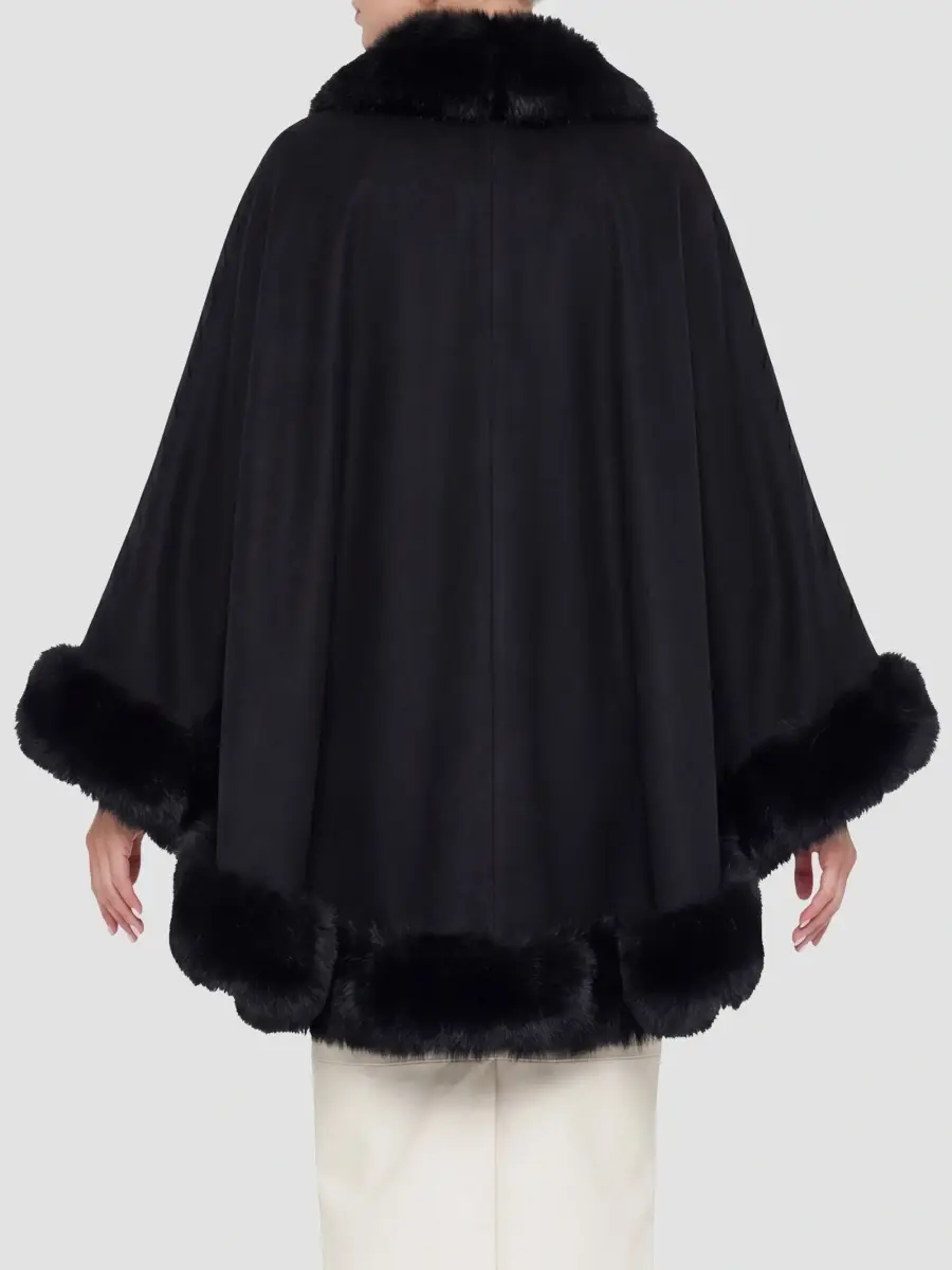 Gorski Women's Cashmere Cape with Toscana Shearling Lamb Trim | Thumbnail 4 Gorski Women's Cashmere Cape with Toscana Shearling Lamb Trim | Thumbnail 4