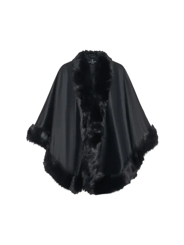 Women's Cashmere Cape with Toscana Shearling Lamb Trim Women's Cashmere Cape with Toscana Shearling Lamb Trim