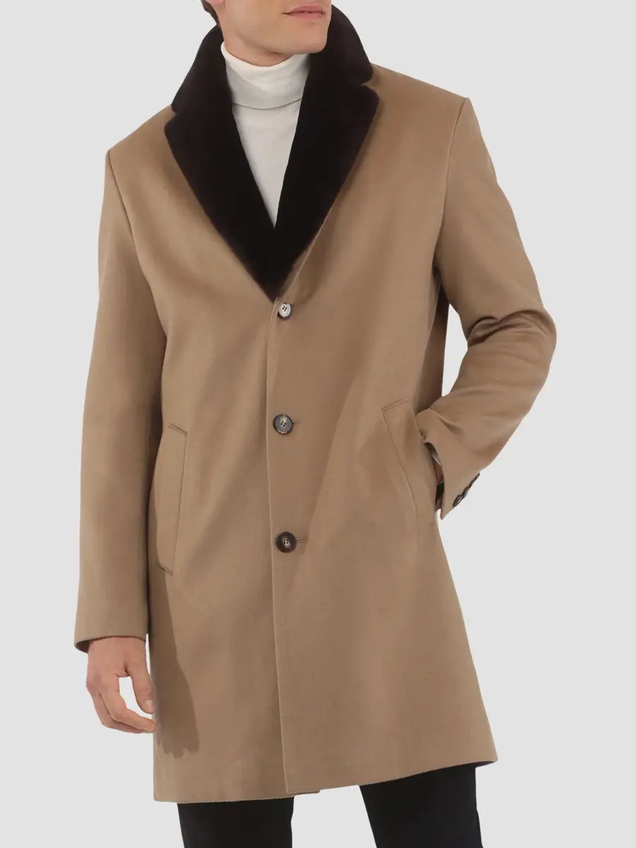 Gorski Men's Cashmere Short Coat with Detachable Select Shearling Lamb Collar | Thumbnail 3 Gorski Men's Cashmere Short Coat with Detachable Select Shearling Lamb Collar | Thumbnail 3