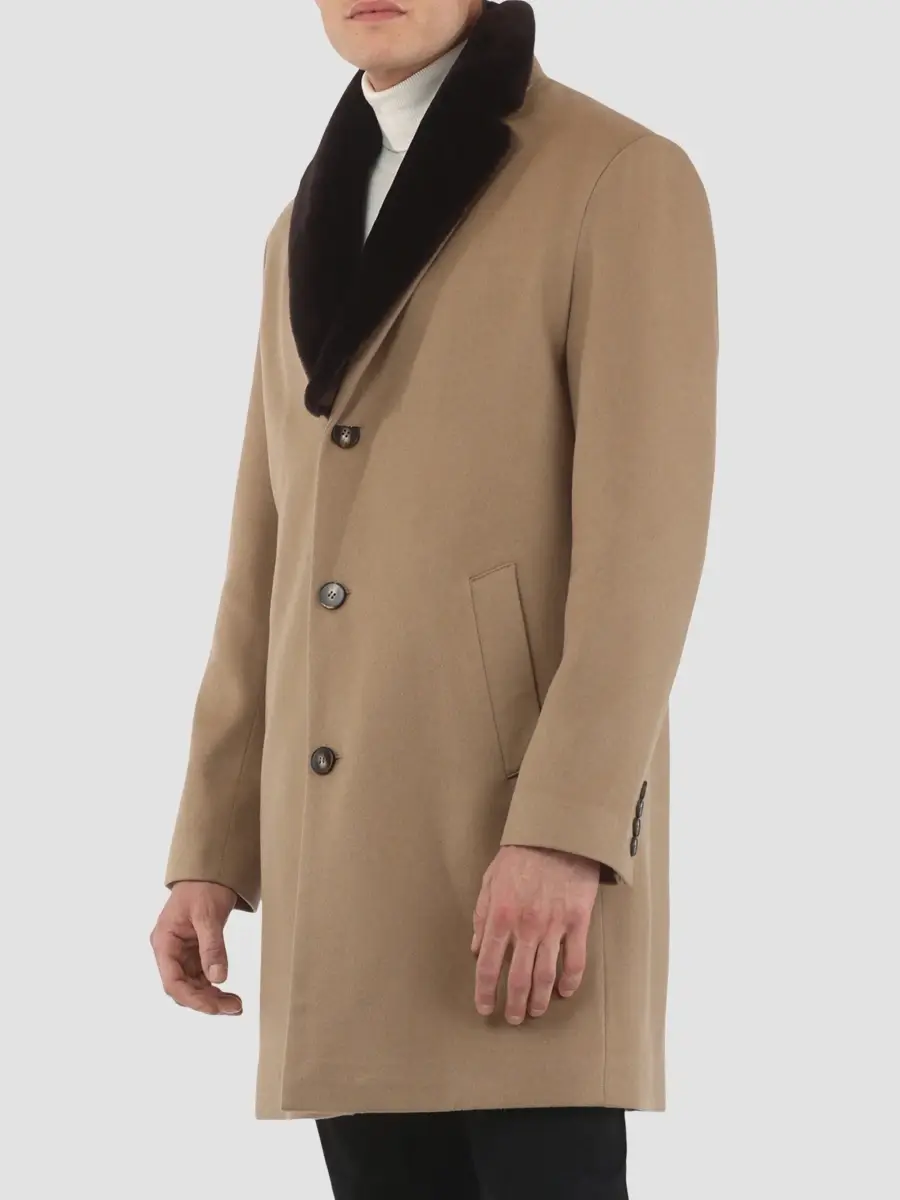 Gorski Men's Cashmere Short Coat with Detachable Select Shearling Lamb Collar | Thumbnail 4 Gorski Men's Cashmere Short Coat with Detachable Select Shearling Lamb Collar | Thumbnail 4