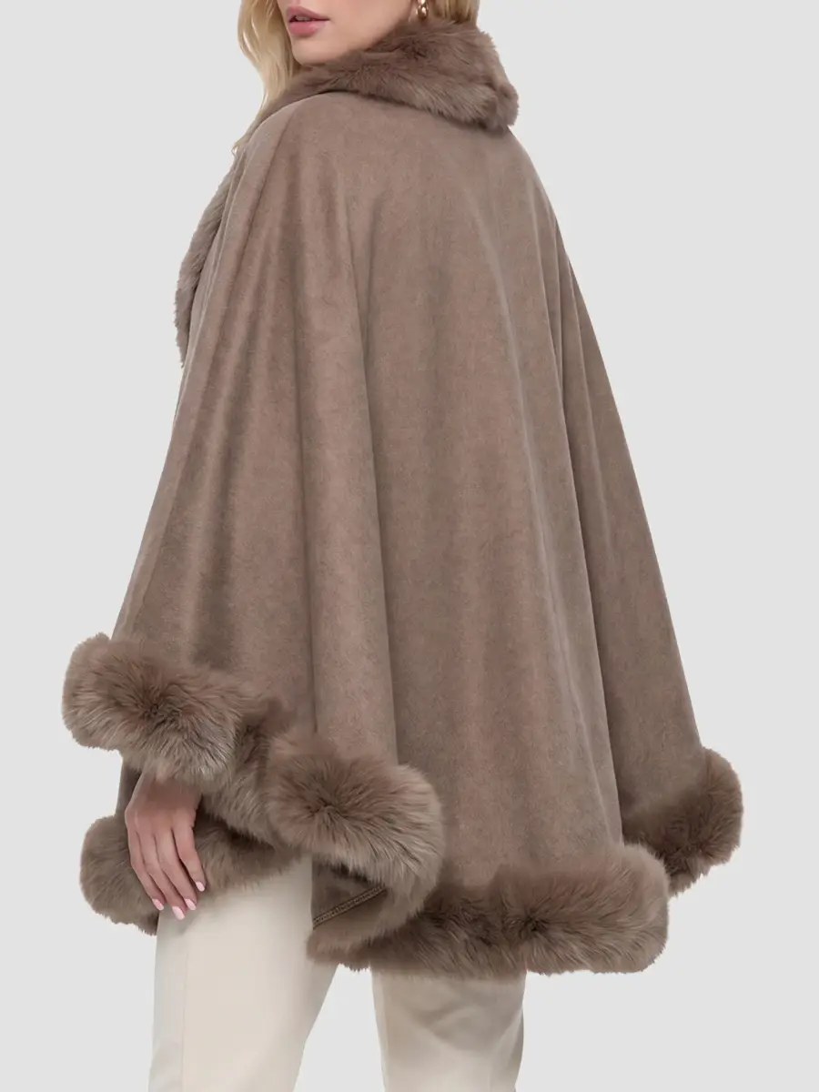 Gorski Women's Cashmere Cape with Toscana Shearling Lamb Trim | Thumbnail 5 Gorski Women's Cashmere Cape with Toscana Shearling Lamb Trim | Thumbnail 5
