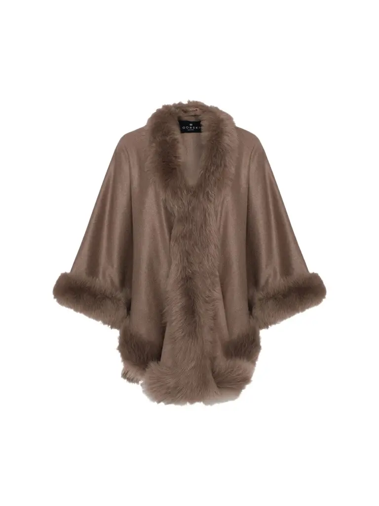 Women's Cashmere Cape with Toscana Shearling Lamb Trim Women's Cashmere Cape with Toscana Shearling Lamb Trim
