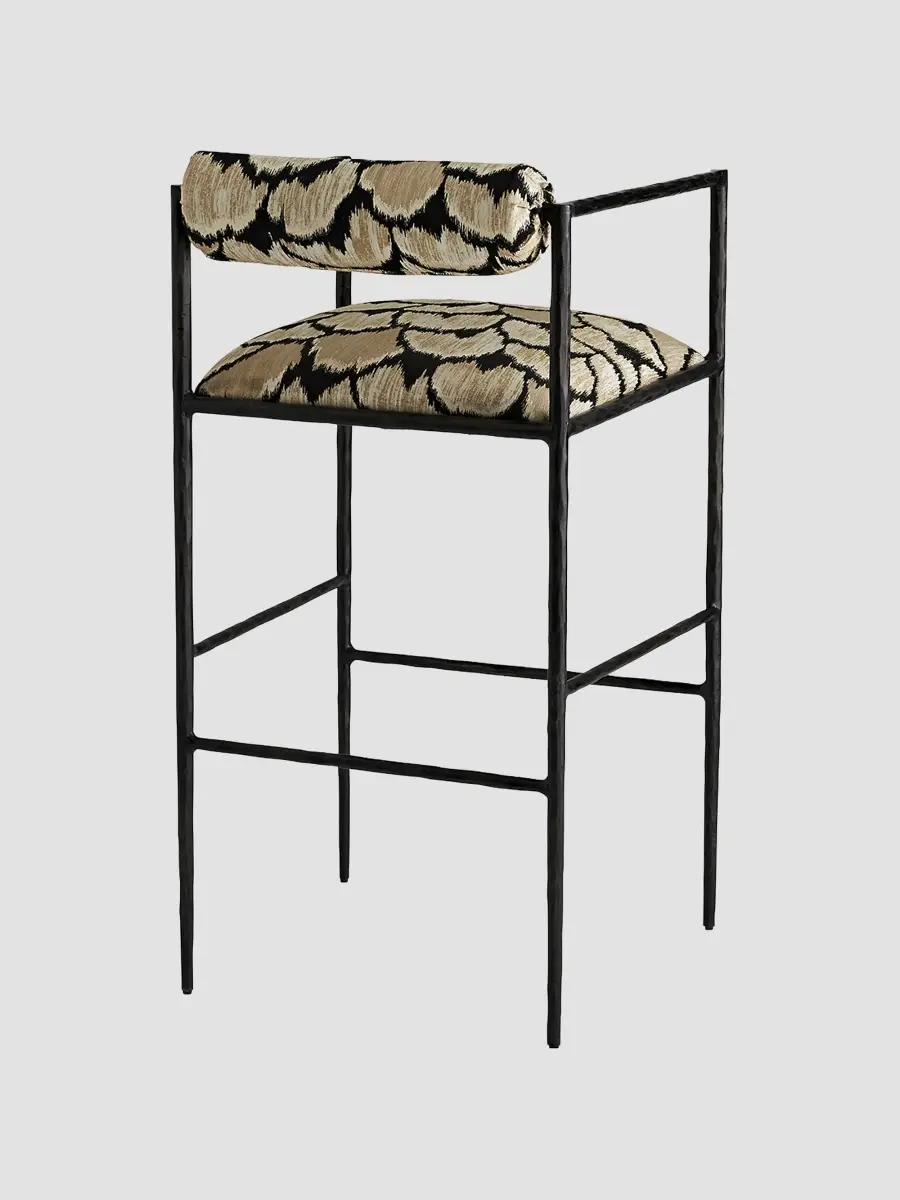 Arteriors Barbana Linen-Blend Upholstered Iron Bar Stool | Thumbnail 3 Arteriors Barbana Linen-Blend Upholstered Iron Bar Stool | Thumbnail 3