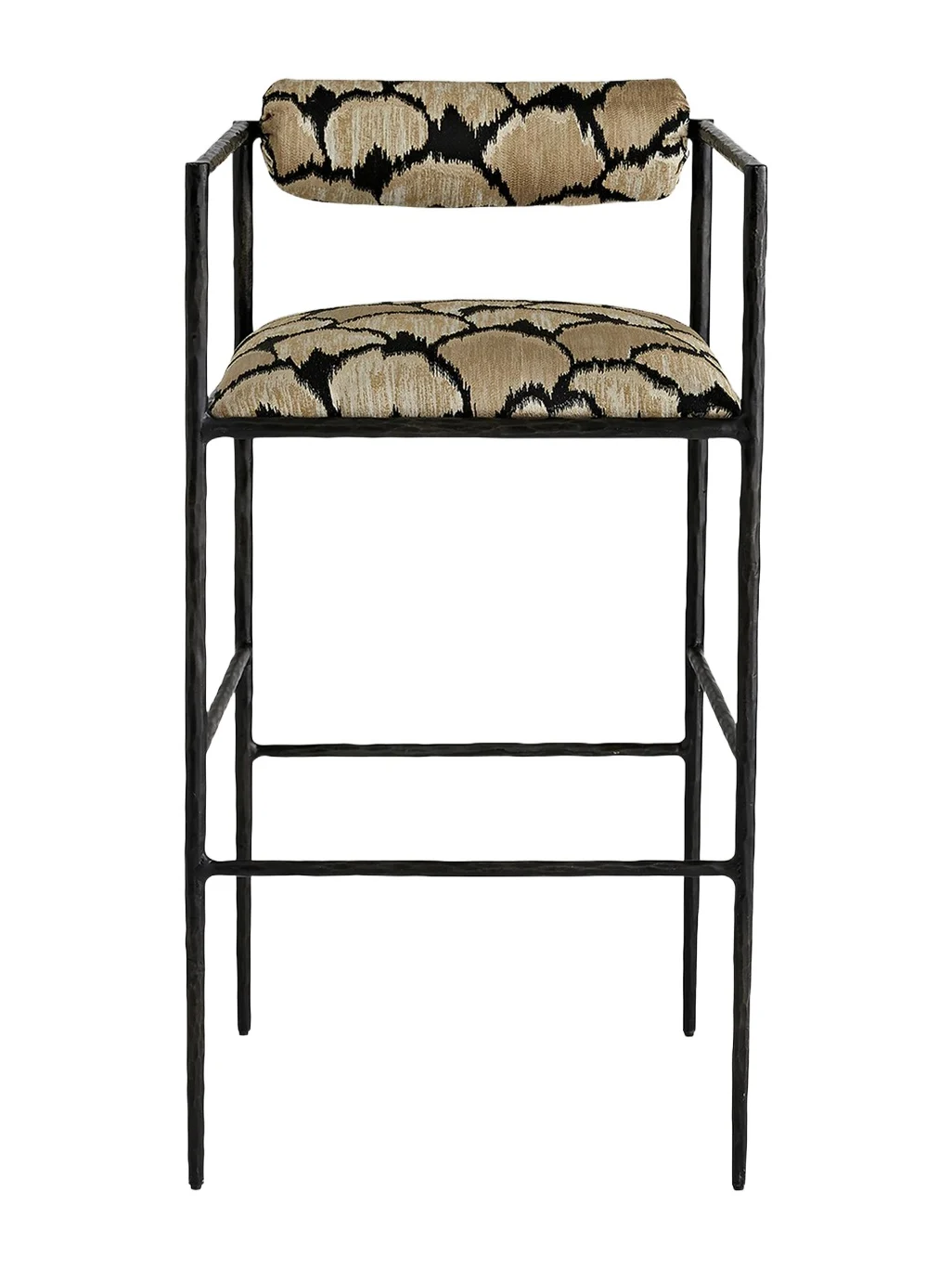 Arteriors Barbana Linen-Blend Upholstered Iron Bar Stool