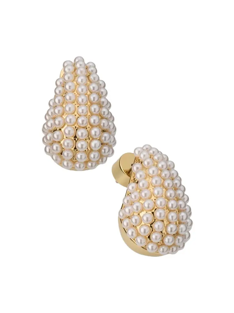 Women's 18K-Gold-Plated & Imitation Pearl Teardrop Earrings Women's 18K-Gold-Plated & Imitation Pearl Teardrop Earrings