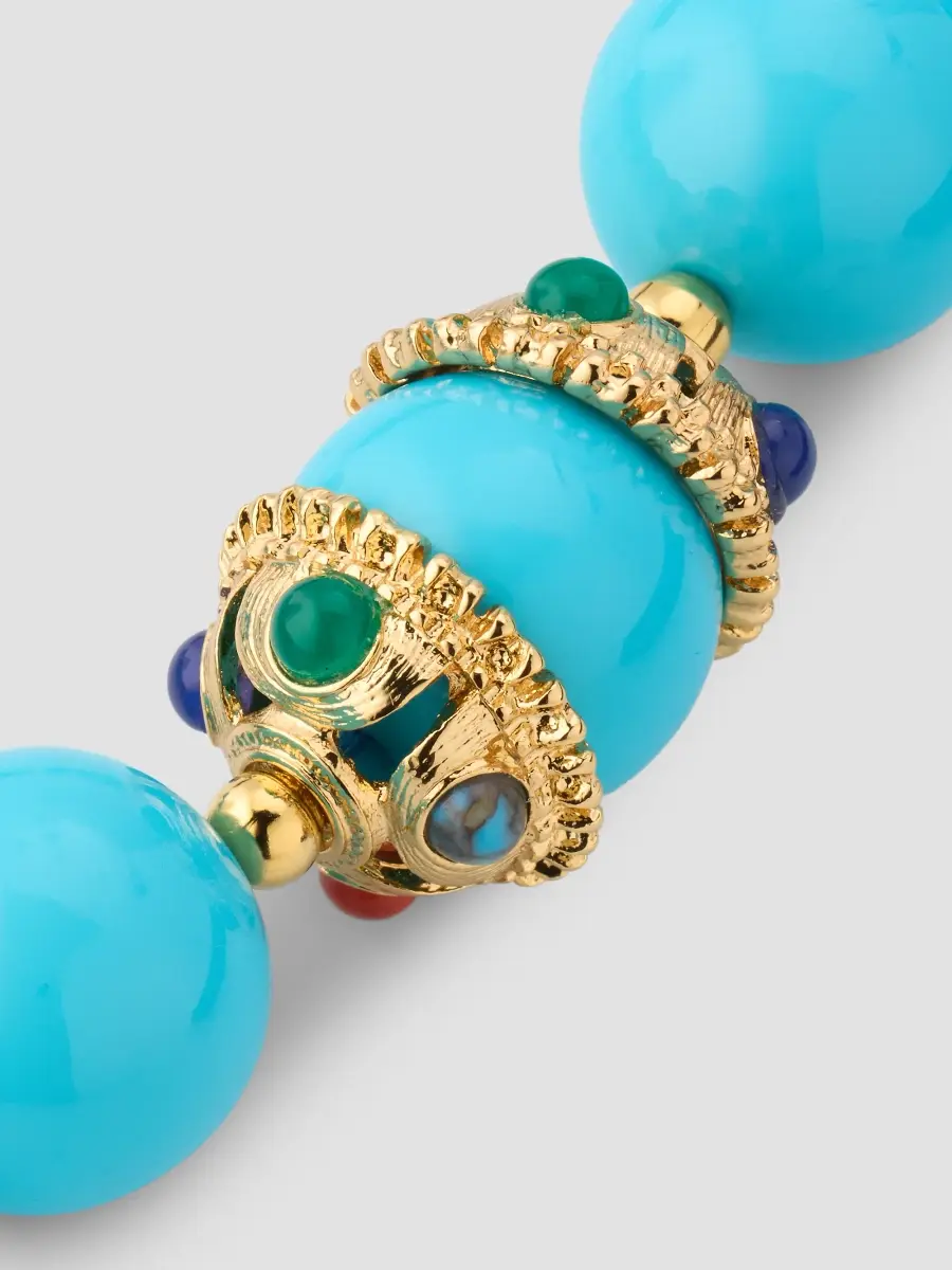 KENNETH JAY LANE Women's Turquoise Bead & Multi-Cabochon Cap Necklace | Thumbnail 3 KENNETH JAY LANE Women's Turquoise Bead & Multi-Cabochon Cap Necklace | Thumbnail 3