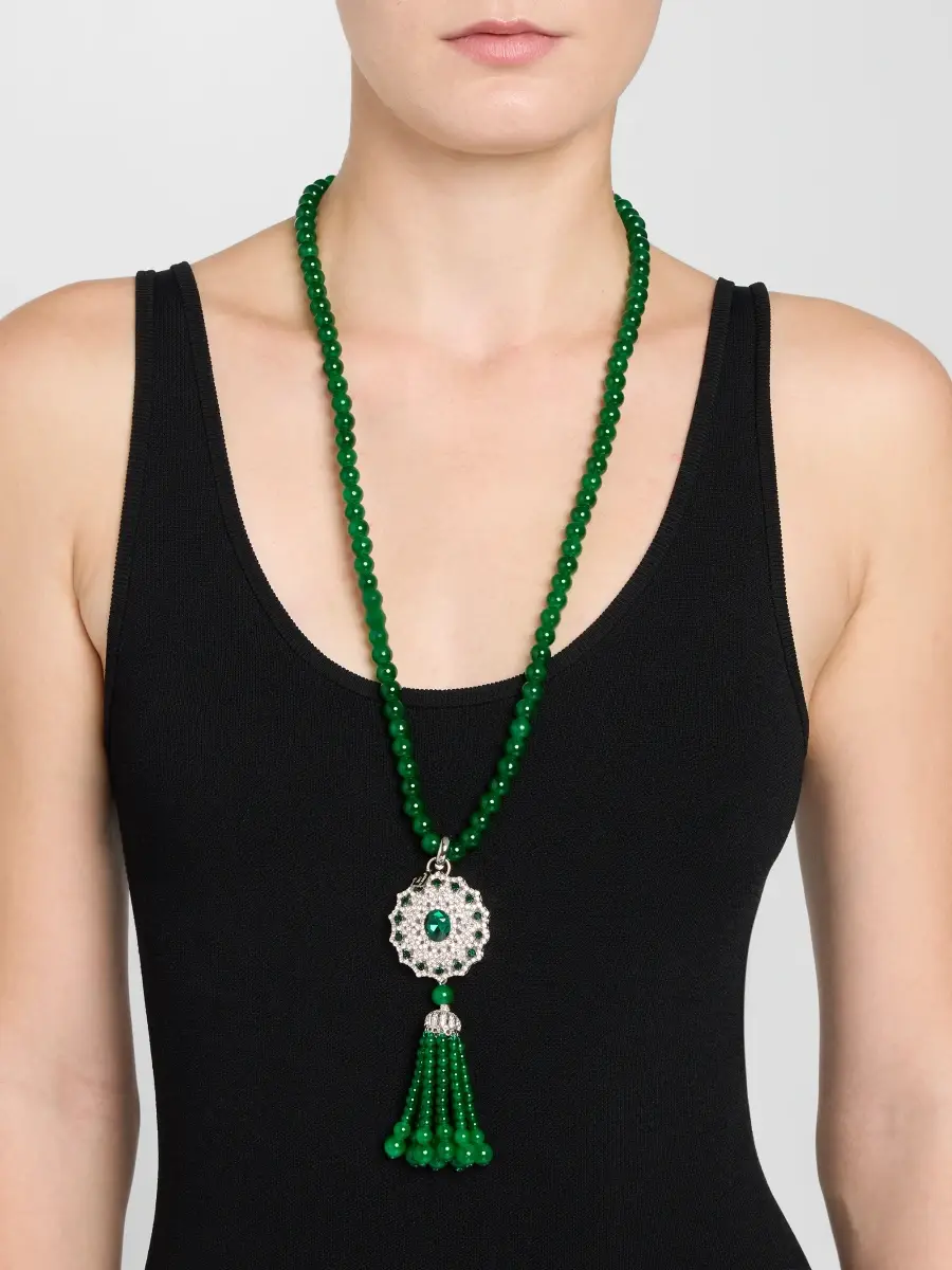 KENNETH JAY LANE Women's Glass Bead & Crystal Tassel Pendant Necklace | Thumbnail 2