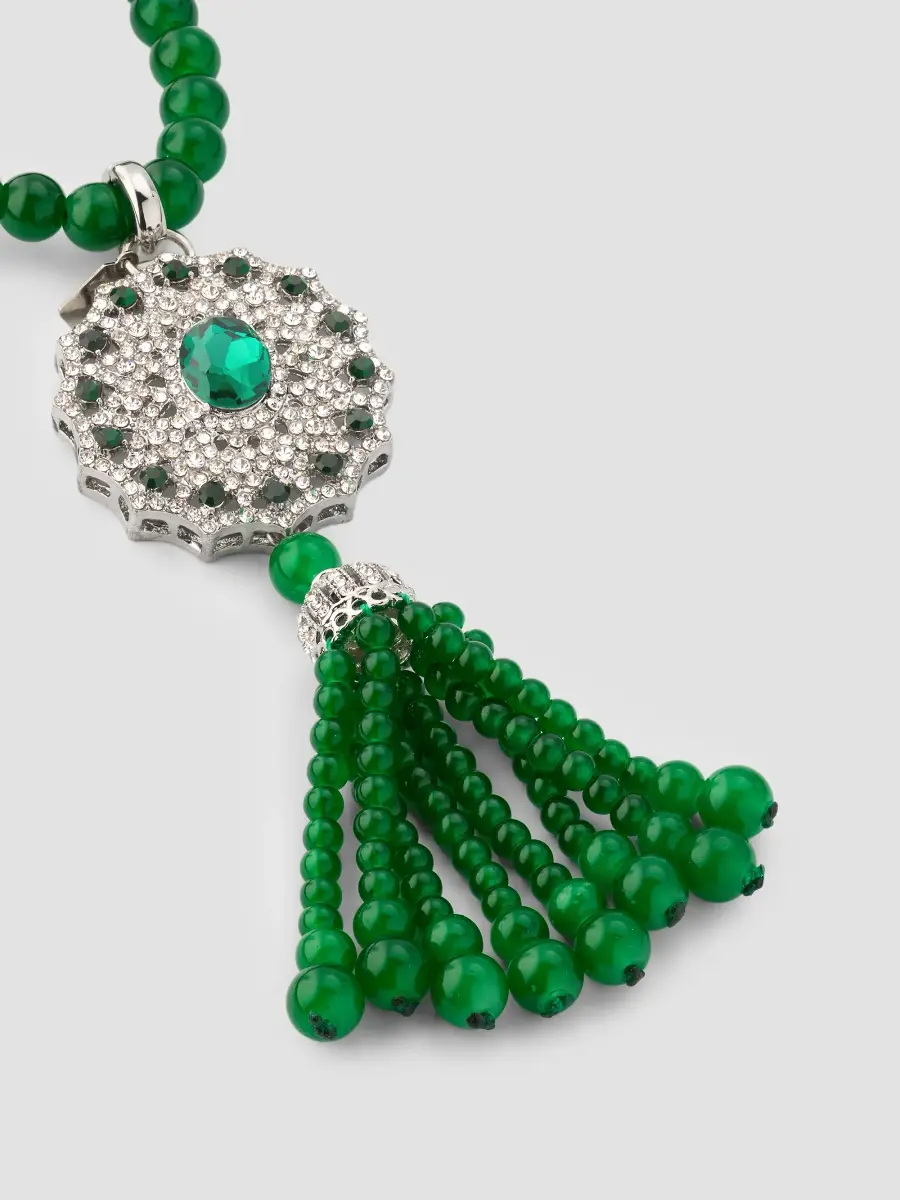 KENNETH JAY LANE Women's Glass Bead & Crystal Tassel Pendant Necklace | Thumbnail 4