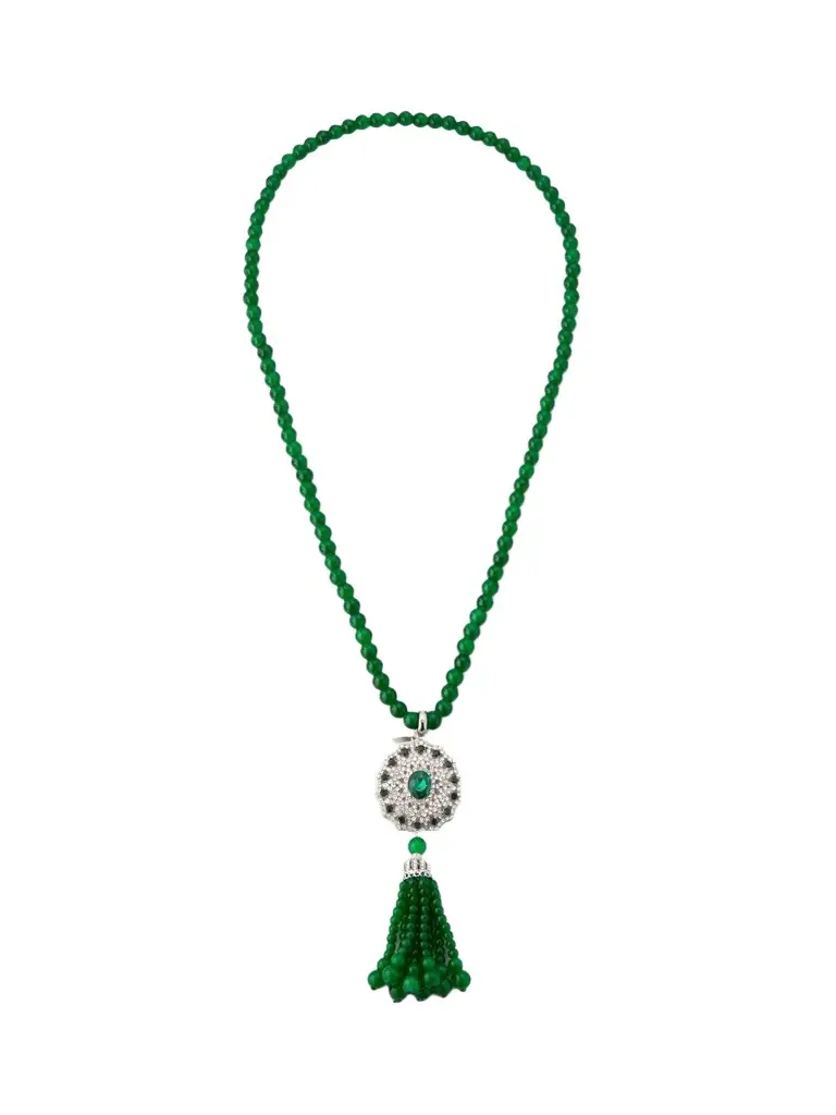 KENNETH JAY LANE Women's Glass Bead & Crystal Tassel Pendant Necklace