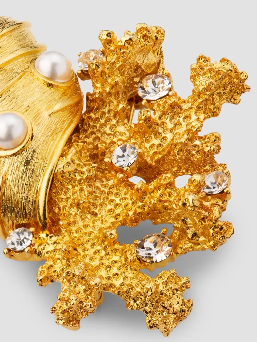 KENNETH JAY LANE Women's 18K-Gold-Plated, Glass Pearl & Crystal Conch Shell Brooch | Thumbnail 4 KENNETH JAY LANE Women's 18K-Gold-Plated, Glass Pearl & Crystal Conch Shell Brooch | Thumbnail 4