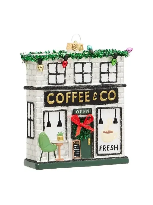 Cody Foster & Co Glass Coffee Shop Ornament