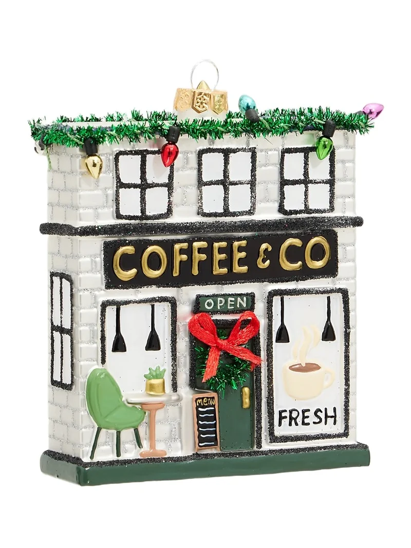Cody Foster & Co Glass Coffee Shop Ornament