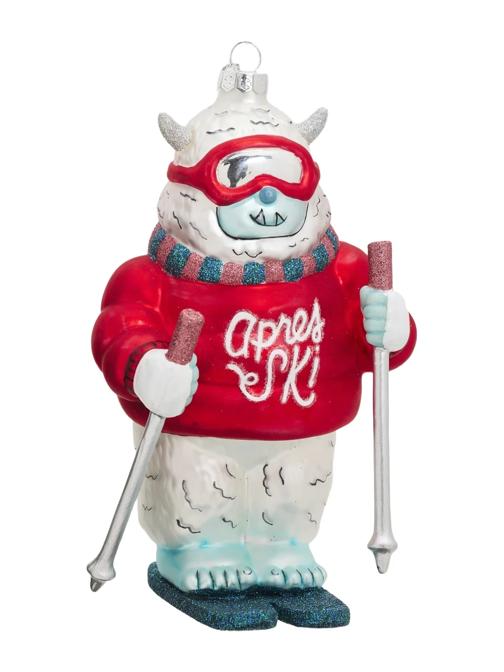 Cody Foster & Co Glass Ski Yeti Ornament