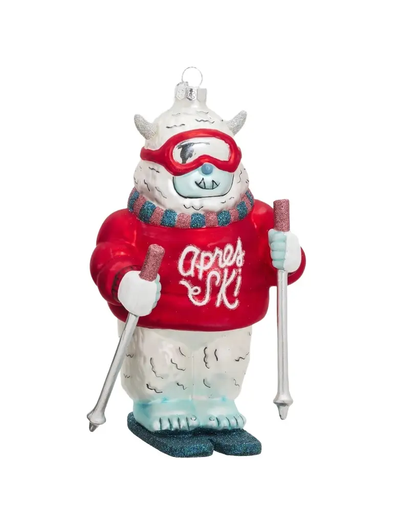 Cody Foster & Co Glass Ski Yeti Ornament