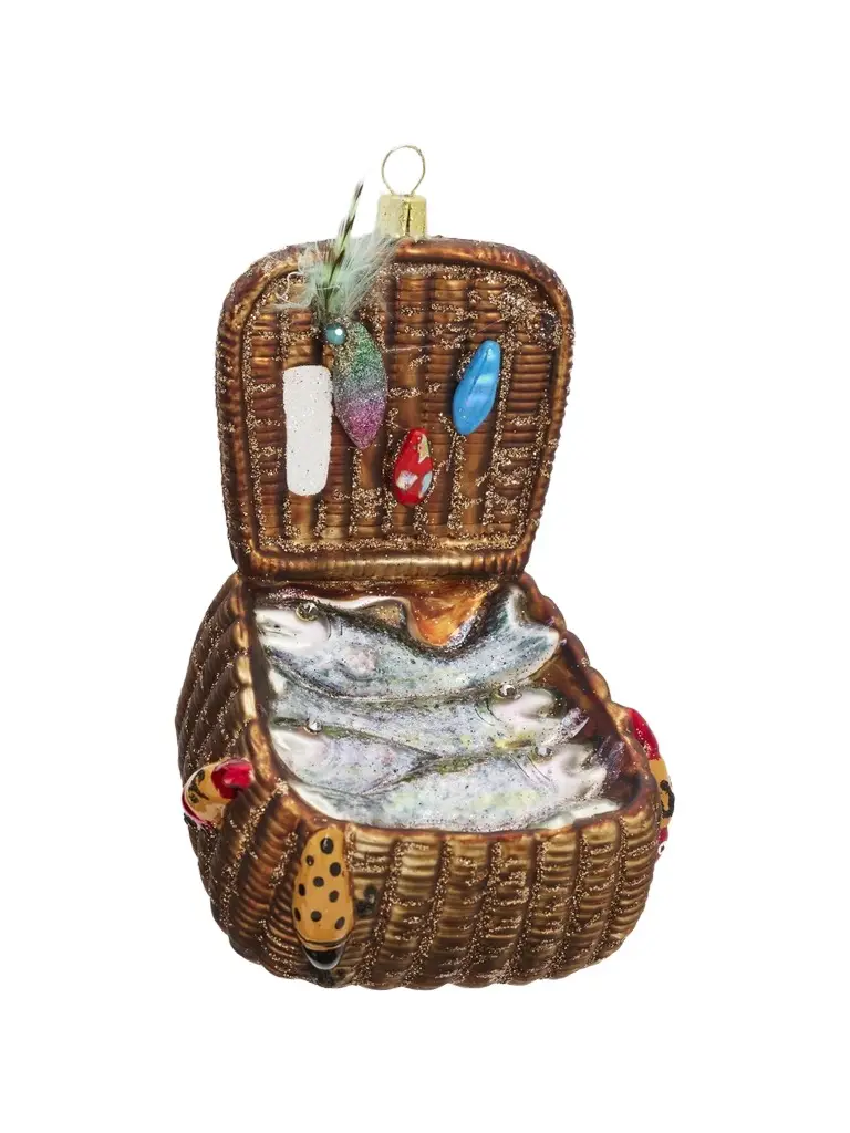 Cody Foster & Co Glass Fishing Creel Ornament