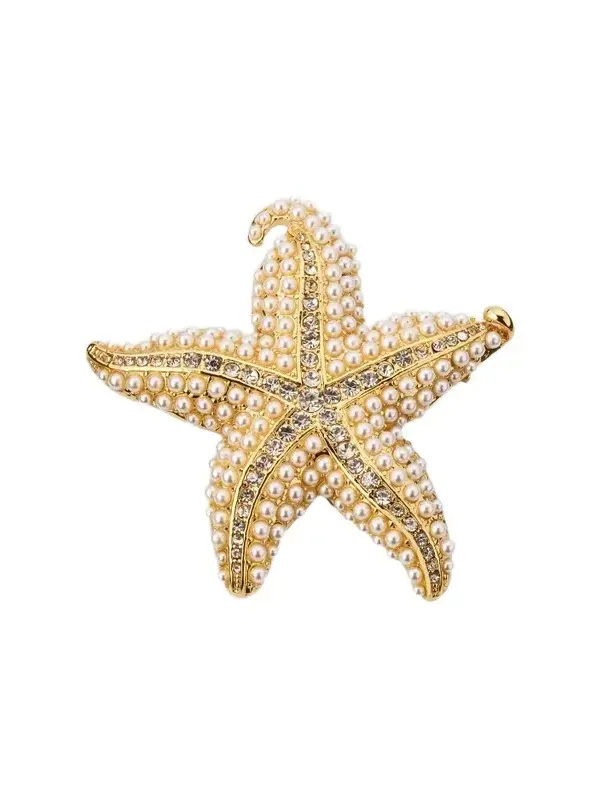 Women's 18K Gold-Plated, Imitation Pearl & Crystal Starfish Brooch Women's 18K Gold-Plated, Imitation Pearl & Crystal Starfish Brooch
