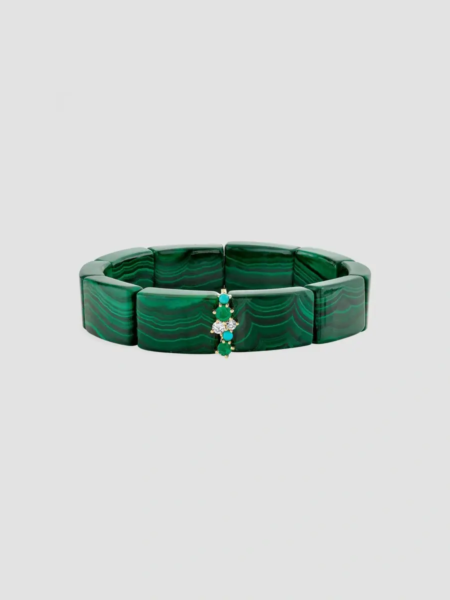 Sydney Evan Women's 14K Yellow Gold, Malachite, Emerald, Turquoise & 0.10 TCW Diamond Beaded Bracelet | Thumbnail 2 Sydney Evan Women's 14K Yellow Gold, Malachite, Emerald, Turquoise & 0.10 TCW Diamond Beaded Bracelet | Thumbnail 2