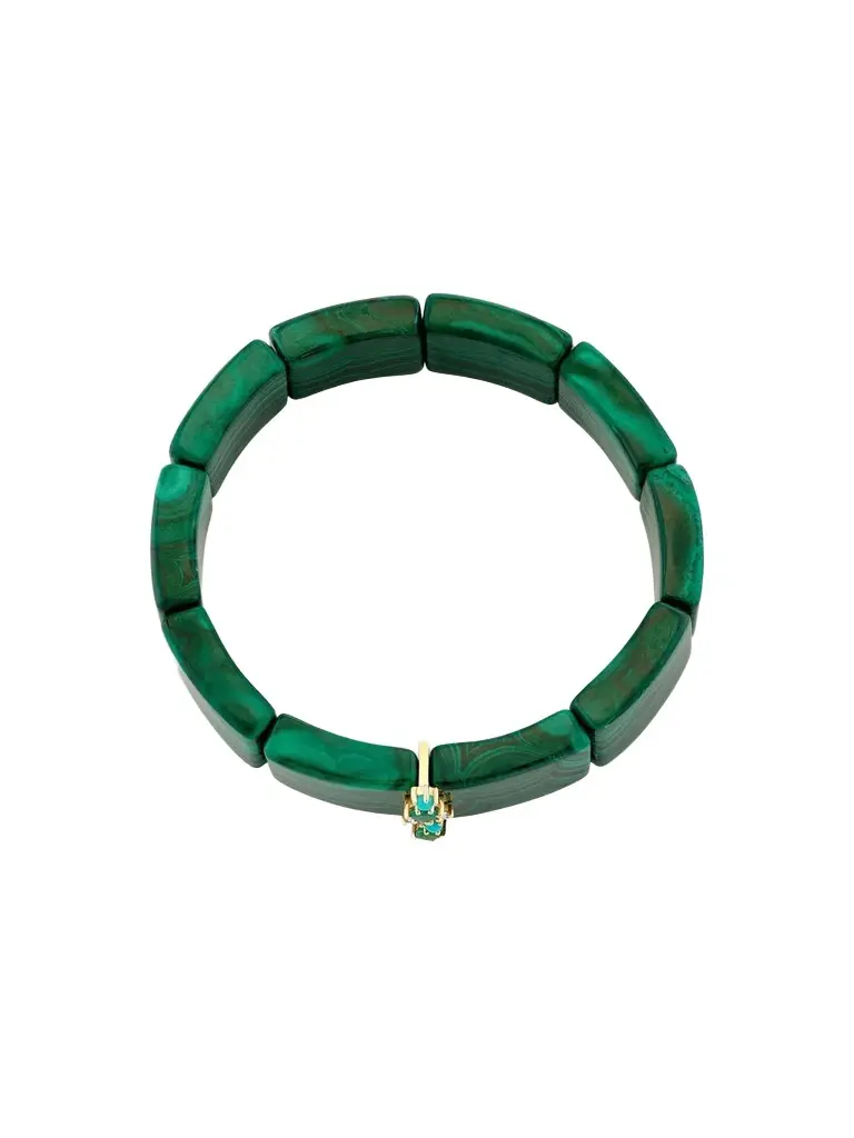 Women's 14K Yellow Gold, Malachite, Emerald, Turquoise & 0.10 TCW Diamond Beaded Bracelet Women's 14K Yellow Gold, Malachite, Emerald, Turquoise & 0.10 TCW Diamond Beaded Bracelet