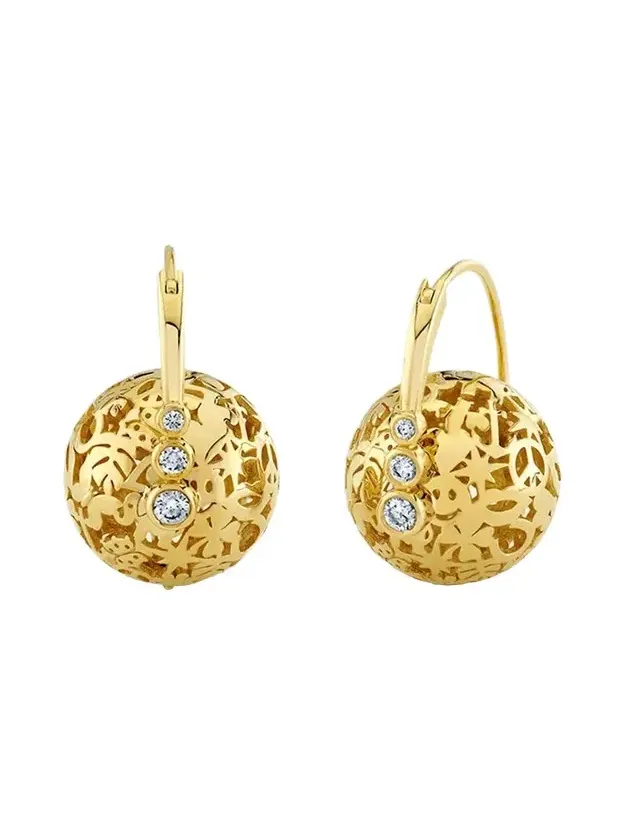 Women's Icons 14K Yellow Gold & 0.21 TCW Diamond Beaded Drop Earrings Women's Icons 14K Yellow Gold & 0.21 TCW Diamond Beaded Drop Earrings