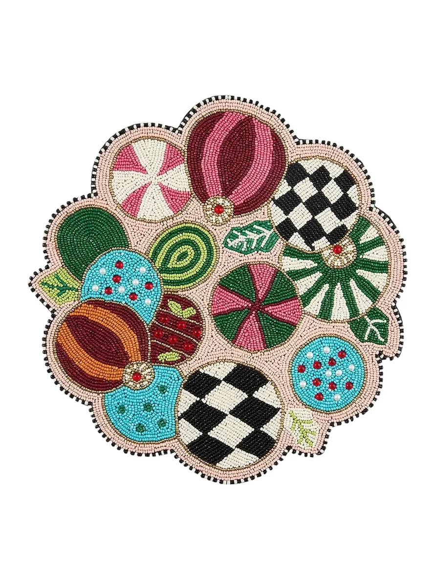 MacKenzie-Childs Confetti Christmas Jolly Ornaments Placemat