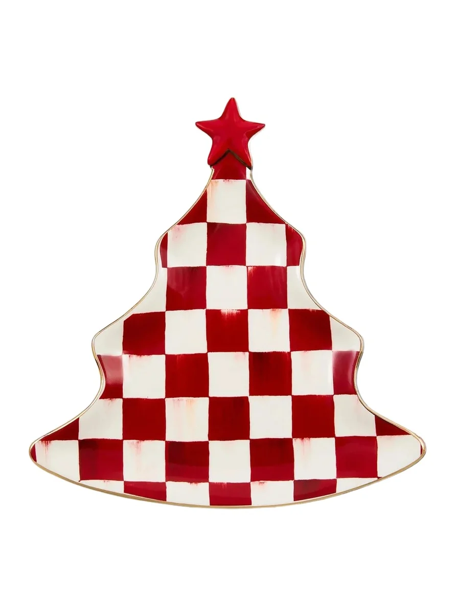 MacKenzie-Childs Cherry Check Ceramic Tree Tray