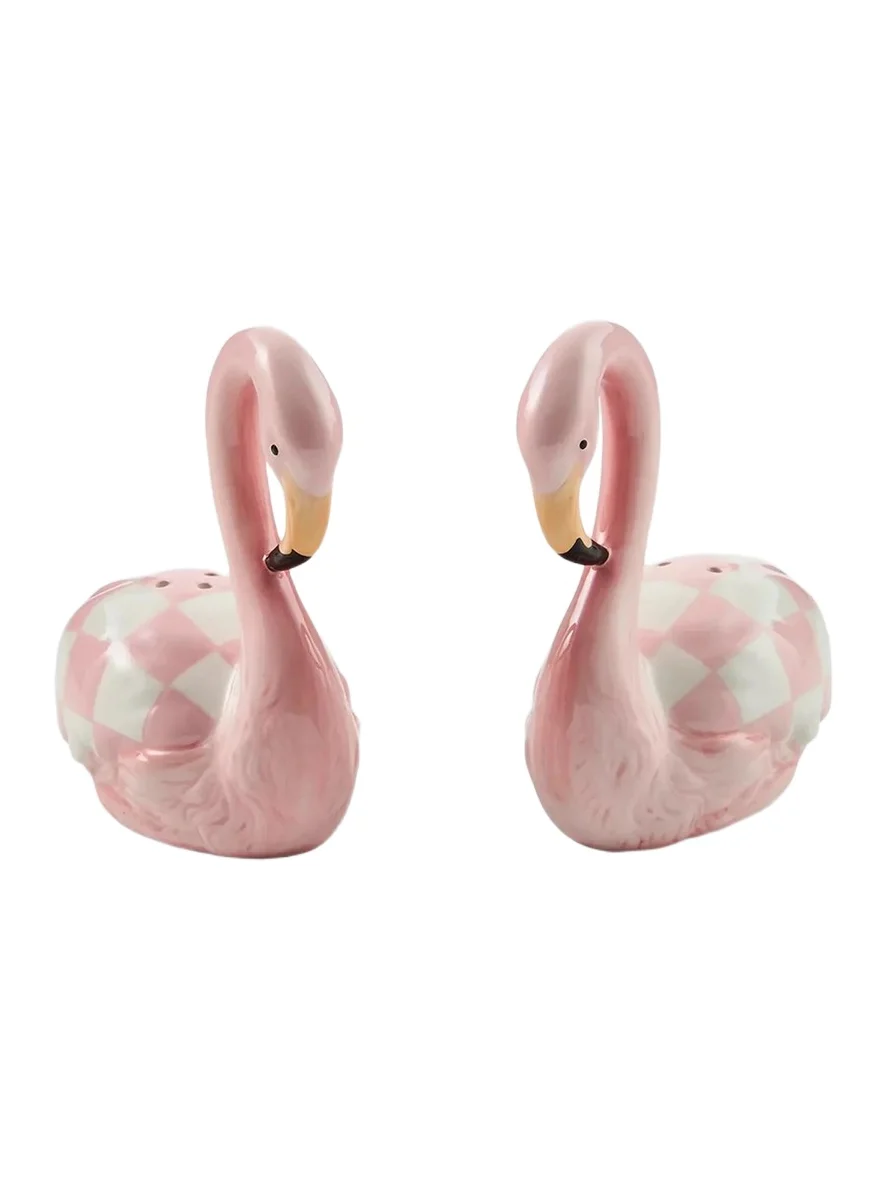 MacKenzie-Childs Ceramic Flamingo Salt & Pepper Shaker Set