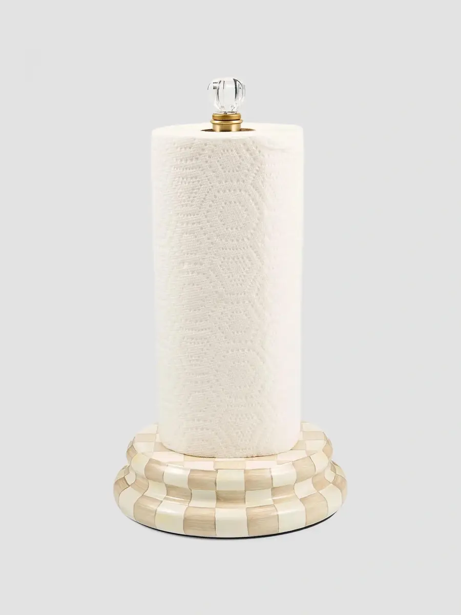 MacKenzie-Childs Mocha Check Paper Towel Holder | Thumbnail 2 MacKenzie-Childs Mocha Check Paper Towel Holder | Thumbnail 2