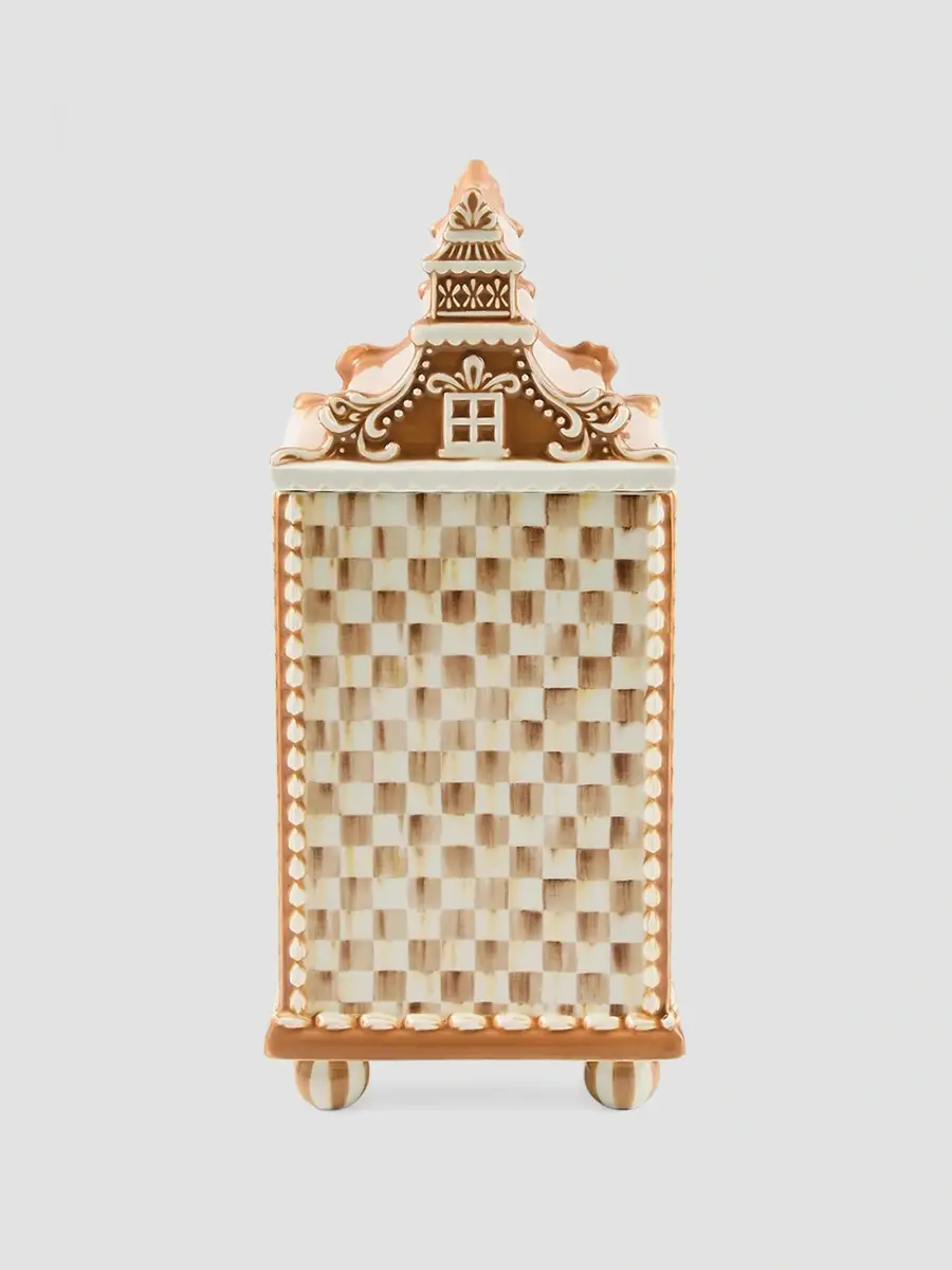 MacKenzie-Childs Mocha Check Gingerbread House Canister | Thumbnail 2 MacKenzie-Childs Mocha Check Gingerbread House Canister | Thumbnail 2