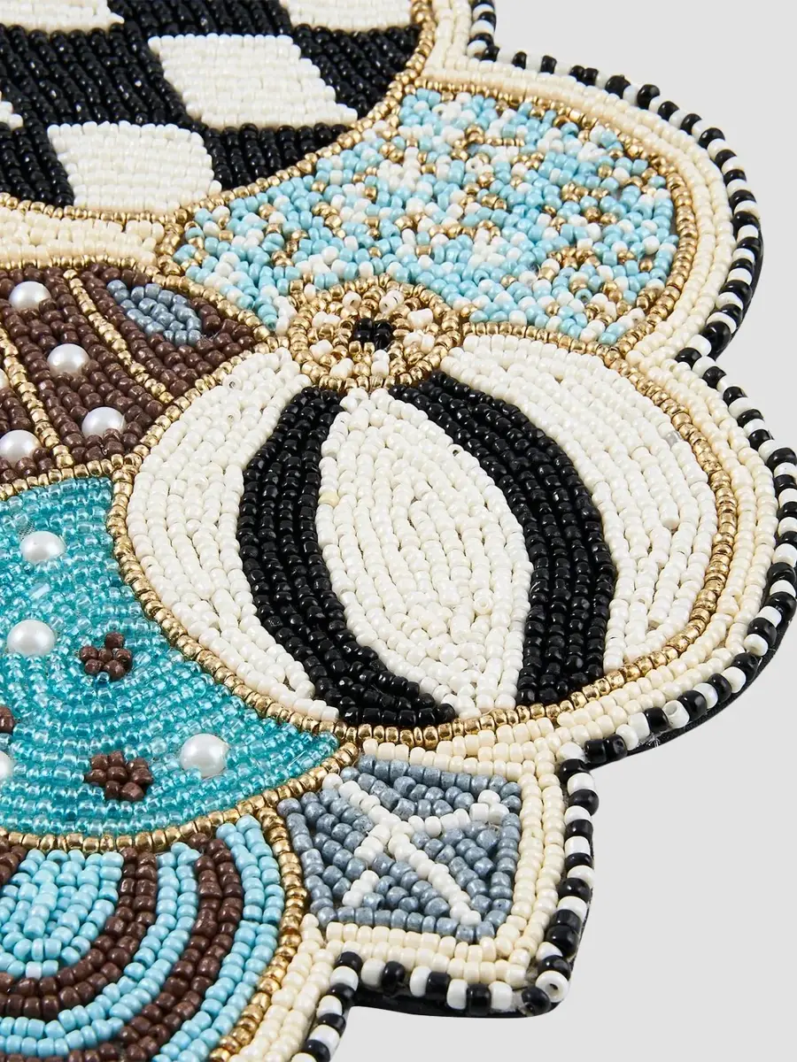 MacKenzie-Childs Mocha Check Noel Jolly Beaded Cotton Placemat | Thumbnail 2