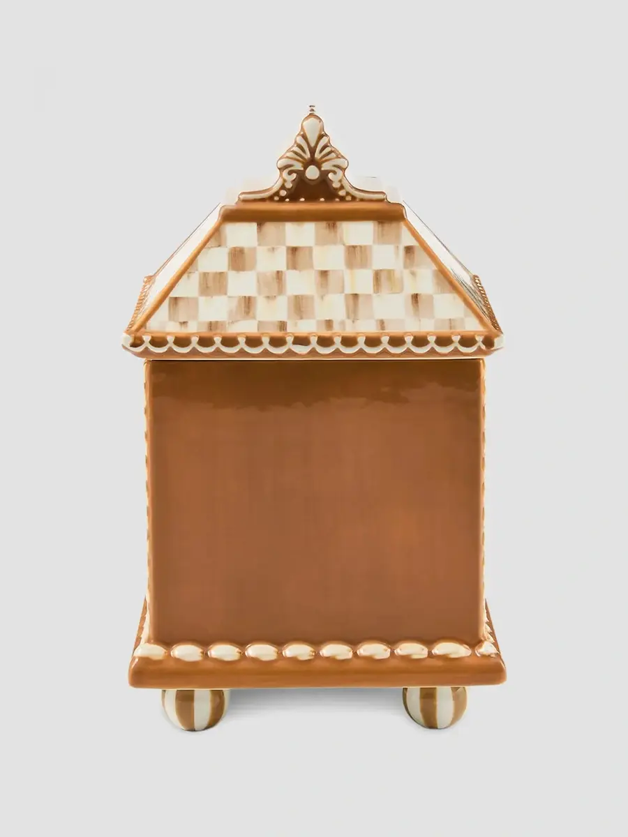 MacKenzie-Childs Mocha Check Ceramic Gingerbread House Cookie Jar | Thumbnail 2 MacKenzie-Childs Mocha Check Ceramic Gingerbread House Cookie Jar | Thumbnail 2